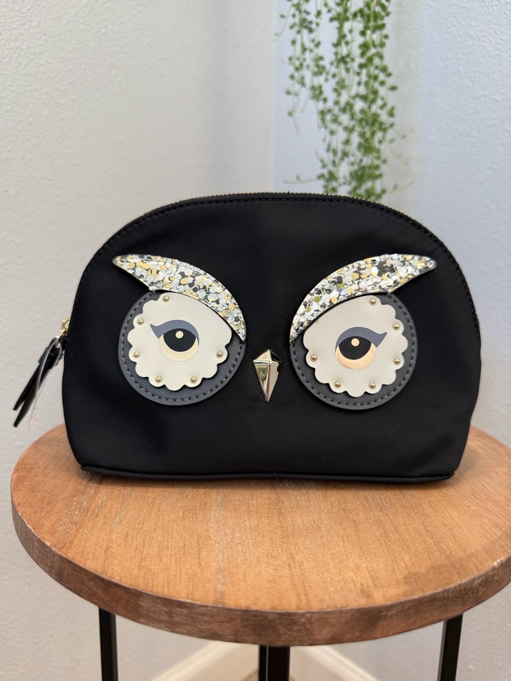 Kate Spade Marcy owl appliqué nylon cosmetic bag